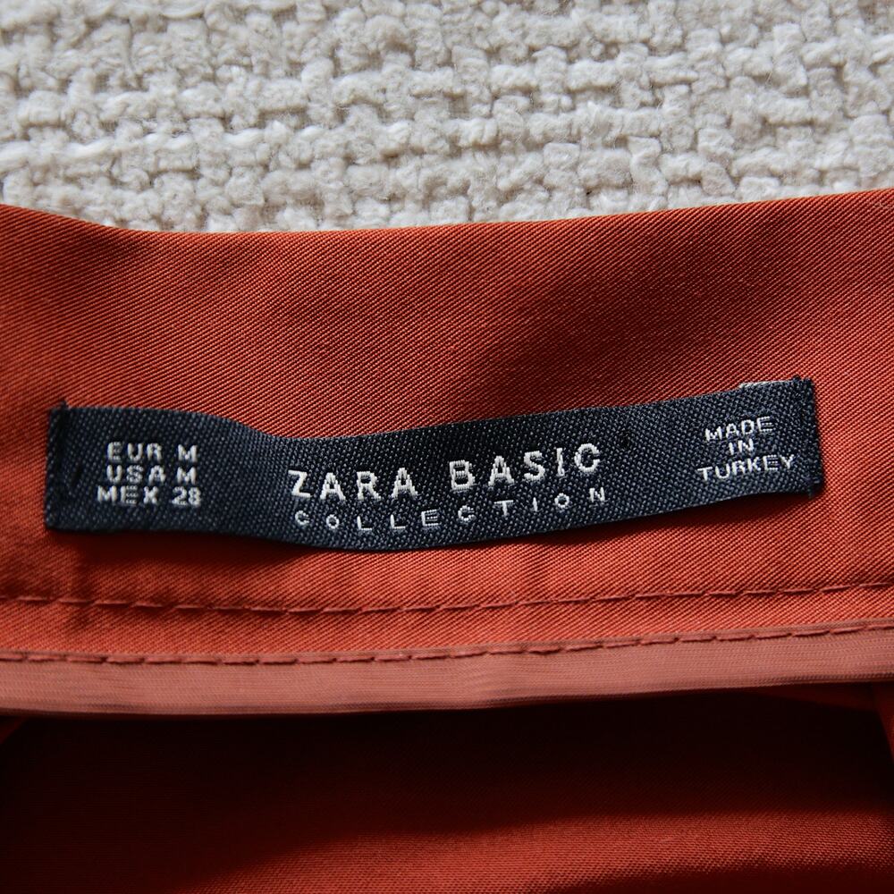 Zara Basic Burnt orange poplin skirt size M - Picture 4 of 5